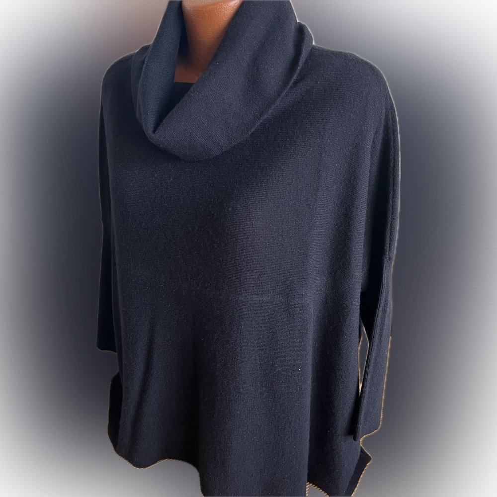 Chico’s cashmere Elegant Black Cowl Neck Sweater OS black and gorgeous! 💕